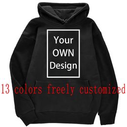 Your OWN Design Brand /Picture Custom Men Women DIY Hoodies Sweatshirt Casual Hoody Clothing 14 Color Loose Fashion 231229