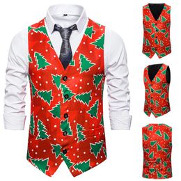 Men's Jeans Christmas Autumn And Suit Vest Single-breasted Casual Winter Printed Tank Tops V Neck For Men