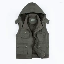 Men's Vests Autumn And Winter Multi Pocket Outdoor Thickened Large Vest