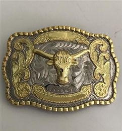 1 Pcs Cool Silver Gold Bull Western Cowboy Belt Buckle For Men Hebillas Cinturon Jeans Belt Head7836781