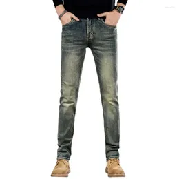 Men's Jeans Four Seasons Vintage Nostalgic Film Color Slim Fit Straight Tube Trendy Hong Kong Edition High Quality Casual