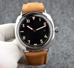 Classic style Super Quality men watches 47mm black dial Refined steel watchcase Luminous Leather strap Auto Date cal.2555 Mechanical automatic Men's Wristwatch
