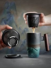 Creative Retro Mug Ceramic Large Tea Cup Coffee Handmade Pottery Mug Cups and Mugs Business Gift Set Bol Traditionnel Chinois 231228
