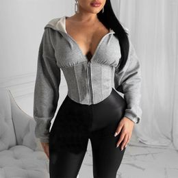 Women's Hoodies Sporty Basic Jackets Women Solid Skinny Hooded Sexy Outwear Spring Ins Streetwear Casual Fashion European Style Long Sleeve