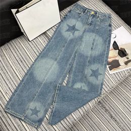 Классические брюки для джинсов с принтом для женщин дизайн градиент джинсовый брюк с высокой талией Джин BK7K