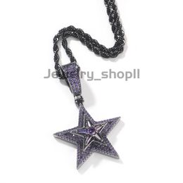 hip-hop inlaid rotating pentagram pendant necklace popular trend street jewelry Wide GRA Moissanite diamond gold Sterling Sier Cuban link chain