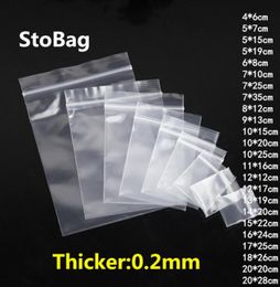 StoBag 100pcs Thick Transparent Zip Lock Plastic Bags Jewellery Food Gift Packaging Storage Bag Reclosable Poly Custom Print 2010212776924