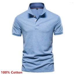 Men's Polos Summer Cotton Solid Classic Polo Shirt Men Short Sleeve Lapel Tops Quality Casual Business Social T-shirt For