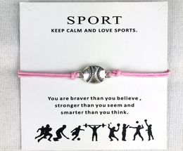 10pcslot Baseball Softball Charm Wax Cords Bracelets Sports Women Men Boys Girls Unisex Fashion Jewellery Friendship Jewellery Gift4307315