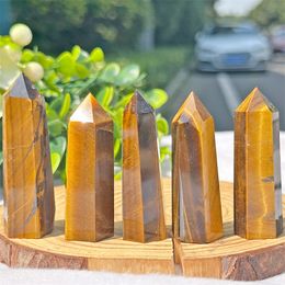 Tiger Eye Stone Rough Polished Engery Tower Arts Ornament Mineral Healing wands Reiki Ability quartz pillars Nature Crystal.