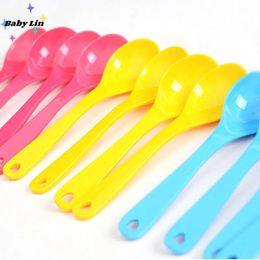 12 Pcs/Set Safe Plastic Baby Training Eating Spoon Set Food For Kids Baby Toddler Feeding Spoons Random Colour 231229