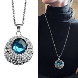 Pendant Necklaces Fashion Sweater Chain Long Sapphire Set Rhinestone Sky Star Autumn Winter Necklace Hanging Jewellery Clavicular