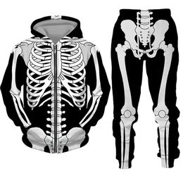 Sweatshirts Men s Tracksuit Sportswear Fashion Clothing 3D Funny Skeleton Printed Hoodies Pants Sets Casual Hooded 231228