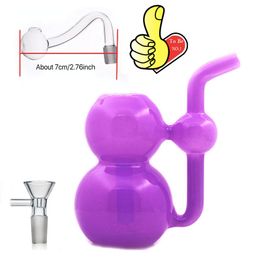 Atacado mini Hookah Protable barato Roxo Gourd colorido água dab rig bong Tubo de garrafa com tigela de queimador de óleo de vidro masculino de 10mm ou tigelas para fumar tabaco