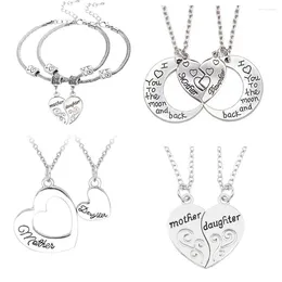 Pendant Necklaces Gifts For Her Mom Daughter Mother Presents Family Heart Chain Necklace Women Jewellery Charm