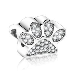 925 Sterling Silver Toy Dog Print Bear Paw Zircon Stone Beads Fit Original Charm Bracelet For Making Berloque DIY7813978