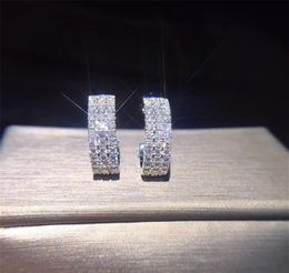 18K Soild White Gold Real Diamond Earrings Round Romantic Wedding Jewelry for Women Luxury Daimond Brincos Gold Earrings Jewelry 24211014