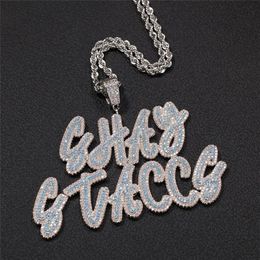 Hip Hop Custom Name Letter Pendant Necklace With 24inch Rope Chain Gold Silver Bling Zirconia Men Pendant Jewelry289k