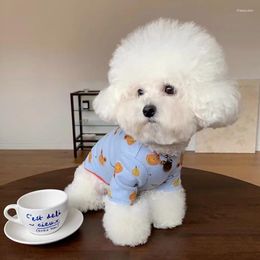 Dog Apparel Blue Pet T-shirt Summer Clothes Pomeranian Animal Print Jumper Puppy Legs Comfortable Base Tops