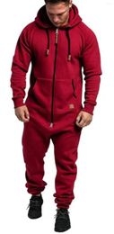 Men's Hoodies 2023 Mens Onesie Jumpsuit Pyjamas Long Sleeve Sweatpants Pure Colour Splicing Autumn Winter Casual Hoodie Male Zipper