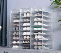 12pcs Shoe Box Set Multicolor Foldable Storage Plastic Clear Home Organizer Shoe Rack Stack Display Storage Organizer Single Box A9174429