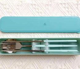 Designer Be Forks Spoons Chopsticks Stainless Steel Dinnerware Set Tableware With Case Christmas Gift SUPER1ST10011707139