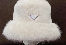 Stingy Brim Hats Winter Fur Bucket hat for Women New Designer Fashion Thick Warm Ladies Fisherman hats