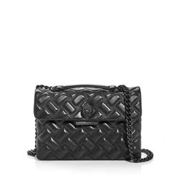 Geiger London Kurt Kensington Full Soft Leather Handbags Luxury Black Chains Shoulder Bag Big Cross Body Purse and bag all-match