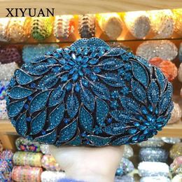 Bags Xiyuan Women Red/pink/blue/gold/sier Hollow Out Flower Birthday Party Crystal Evening Bag Clutch Purse Minaudiere Handbags