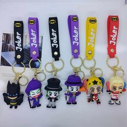 Cheap Cartoon Joker Doll Key Chains Cute Clown Mini 3D Figure PVC Rubber Keychain In Bulk