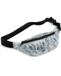 Waist Bags Blue Rose Butterfly Flower Packs For Women Waterproof Outdoor Sports Bag Unisex Crossbody Shoulder