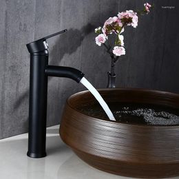 Bathroom Sink Faucets Black Color Stainless Steel Cold & Water Mixer Basin Faucet Single Hole Handle