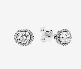 Big CZ Diamond Wedding Earrings Women Summer Jewellery for 925 Sterling Silver Round Sparkle Halo Stud Earrings with Original box1087602