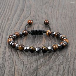 Strand 6MM Irregular Hematite Stone Natural Bracelet Men Handmade Light Polish Lava Beads Bangles Jewelry Gift For Friend Pulsera