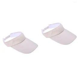 Berets 2pcs Sun Visors Adjustable Sports Hat For Outdoor Travel Exercises (Beige)