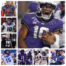 TCU Horned Frogs 15 Grant Tisdale football jerseys NCAA College 17 Trent Battle 23 Derrick Carroll 0 Cam Cook 13 Jaylon Robinson Russell Mens Women Youth all stitched