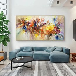 Large Abstract Painting Art Colourful Bloom Flower Poster Canvas Painting For Living Room Wall Art Decorative Pictures Home Decor 231228