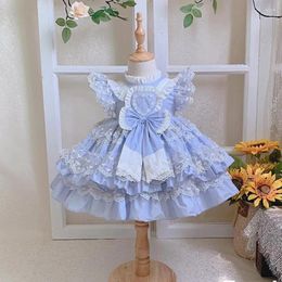 Girl Dresses Spanish Baby Clothing Princess Children Birthday Eid Easter Party Ball Gown Lace Bow Stitching Cute Lolita Dress A134