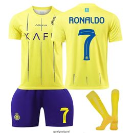 23-24 Riyadh Saudi Arabia Home No. 7 Cristiano Ronaldo jersey quick drying football jersey children's adult set