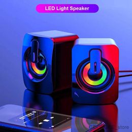 Computer Speakers 2023 New Computer Speakers PC Sound Box HIFI Stereo Microphone USB Wired Som With LED Light For Desktop Computer Sale