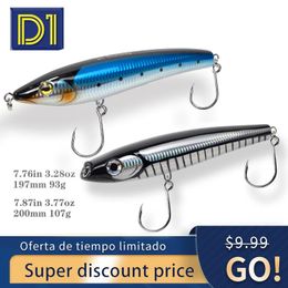D1 Floating Boat Trolling Big Pencil lure 197mm 93g Top Water Artificial Hard Bait 200mm 107g Wobbler Stickbait Bass For Fishing 231229
