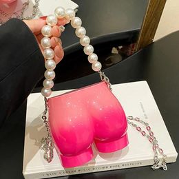 Shoulder Bags Acrylic Mini Pearl Purse Unique BuShape Foreign Super Small Handbag 2023 Funny Gradient Colour Women's Chain Crossbody Bag