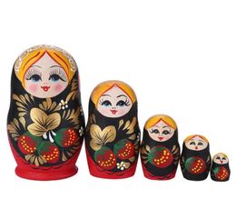 5 Layers Matryoshka Doll Wooden Strawberry Girls Russian Nesting Dolls for Baby Gifts Home Decoration298R5636611