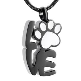 IJD9965 Eternal Memory Loss of Pet Dog Paw Shape Stainless Steel Cremation Jewelry For Animal Ashes Necklace Urn Keepsake280W