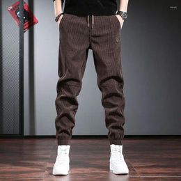 Men's Pants Autumn Winter KPOP Fashion Style Harajuku Slim Fit Sweat Loose Solid Patchwork All Match Casual Corduroy Sweatpants