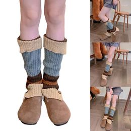 Women Socks Knit Winter Warm Long Boot Cuffs Leggings Stockings Patchwork Knee Sleeve