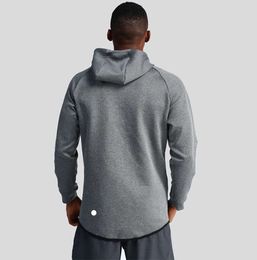 Men New Yoga Zipper Hooded Jacket Casual Long Sleeve Outdoor Jogger Outfit Fitness Sports Double-Sided Brushed Fabric Material Outwear Fashion Brand Clothes