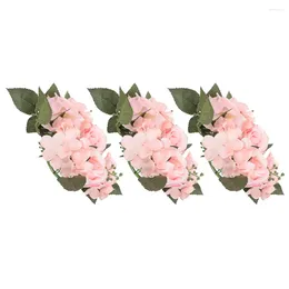 Decorative Flowers 3 Pcs Candlestick Garland Flower Rings Wreath Rose Cloth Husband Ever Gifts Fake Home Decor