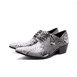 Dress Shoes Mens High Heels Snake Skin Leather Men Oxfords Lace-Up Business Formal Wedding Buty Meskie