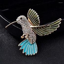 Brooches Fashion Hummingbird Brooch Collar Big Pin For Women Drip Oil Rhinestone Inlaid Bird Animal Lapel Pins Suit Jewellery Accessories